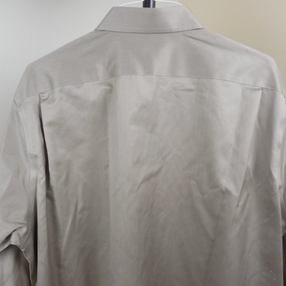 JOSEPH ABBOUD Men's No Iron Button Down Shirt 17 1/2  32/33 Tan Shadow Stripe - Picture 7 of 9